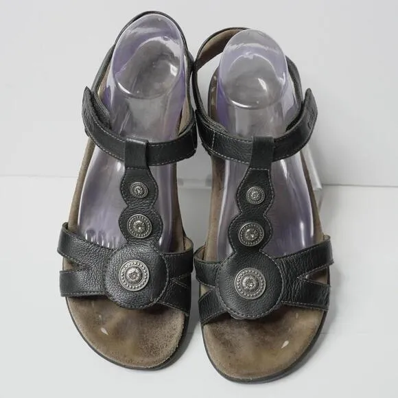 Taos Treasure 2 Sandals Womens 42 10-10.5 Shoes Black Leather Slingback Comfort