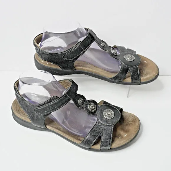 Taos Treasure 2 Sandals Womens 42 10-10.5 Shoes Black Leather Slingback Comfort