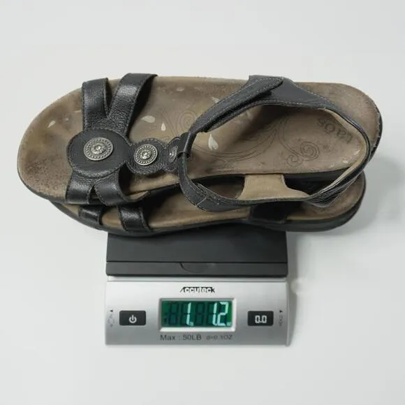 Taos Treasure 2 Sandals Womens 42 10-10.5 Shoes Black Leather Slingback Comfort