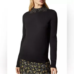 Ted Baker Azaleo Studded Floral Cutout Sweater size 4