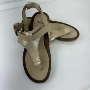 Teva leather sandals Mohonia 3 Point Wedge Thong  Metallic Champagne Sz 6