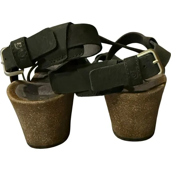 Teva Women's Mahonia Wedge Cross Strap Leather Sandals Black Size 11