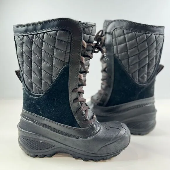 The North Face Kids Girls Boots Black Thermoball Shellista Quilted Winter US 3