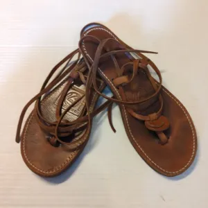 The Poet Melissinos Sandals Womens 7.5-8 Leather Handmade Greek Ankle Tie