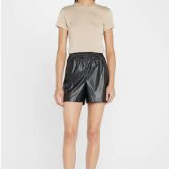 Theory Black Faux Leather Women's Shorts