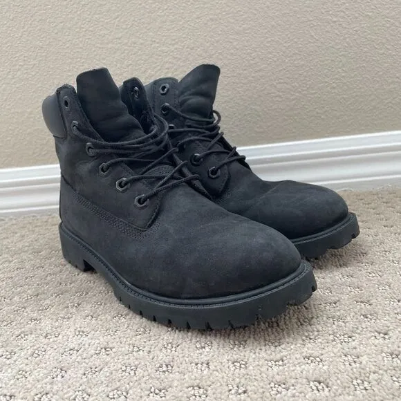 Timberland 12907 6-Inch Classic Boots Kids 7 Black‎ Leather WATERPROOF Primaloft