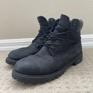 Timberland 12907 6-Inch Classic Boots Kids 7 Black‎ Leather WATERPROOF Primaloft