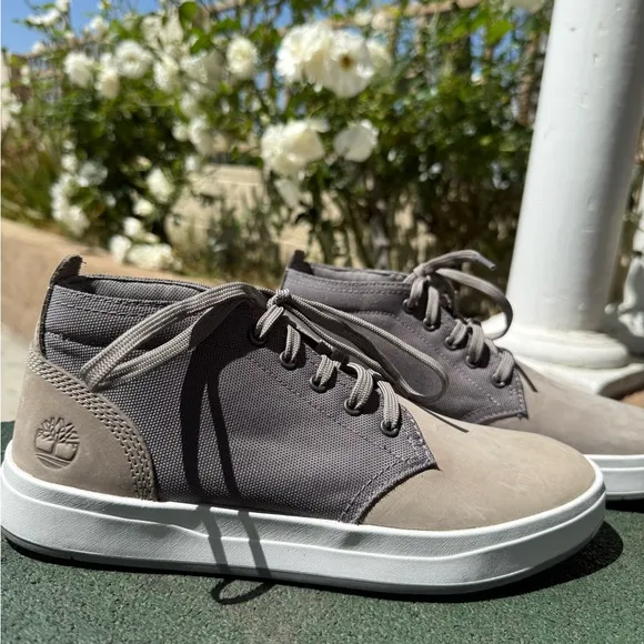 Timberland Gray Chukka Boots with Suede and Canvas