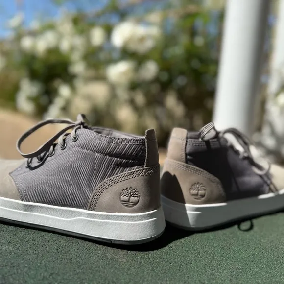 Timberland Gray Chukka Boots with Suede and Canvas