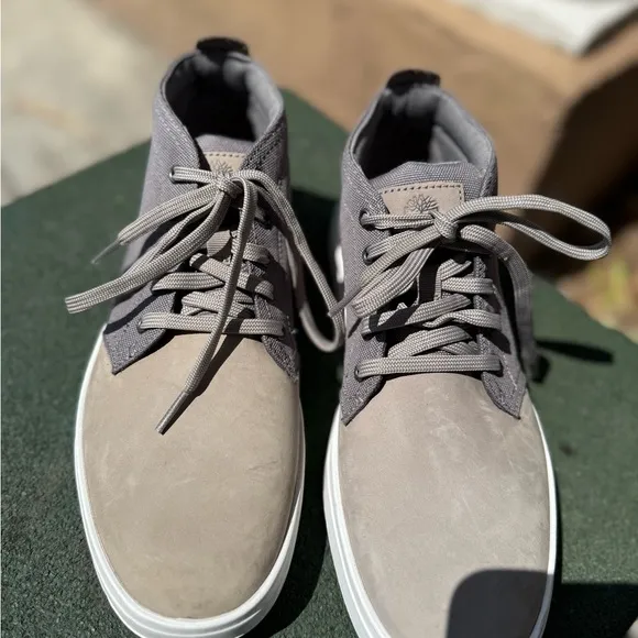 Timberland Gray Chukka Boots with Suede and Canvas