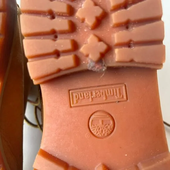 TIMBERLAND JUNIOR Waterproof Boots Kids Size 2M Premium Leather 6 Inch Tan 12709