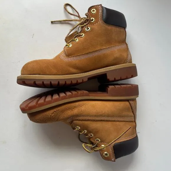 TIMBERLAND JUNIOR Waterproof Boots Kids Size 2M Premium Leather 6 Inch Tan 12709