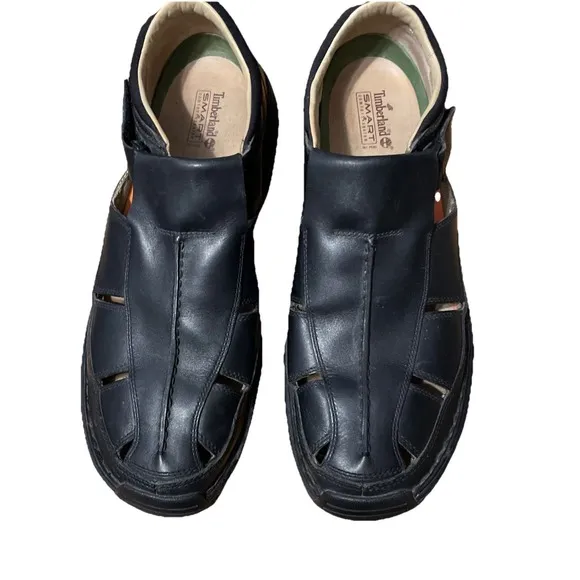 Timberland Mens Size 14 M Fisherman Sandals Smart Comfort Black Leather