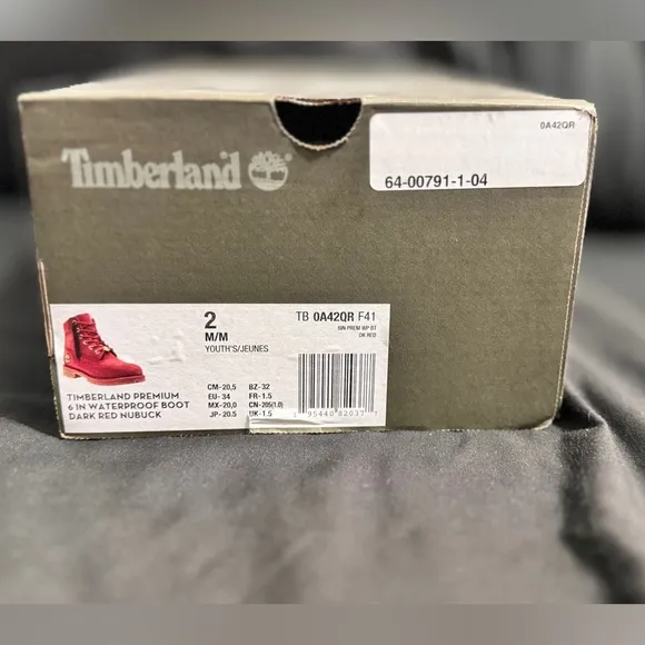 Timberland Premium 6 in Waterproof Boot Dark Red Nubuck BRAND NEW Kids