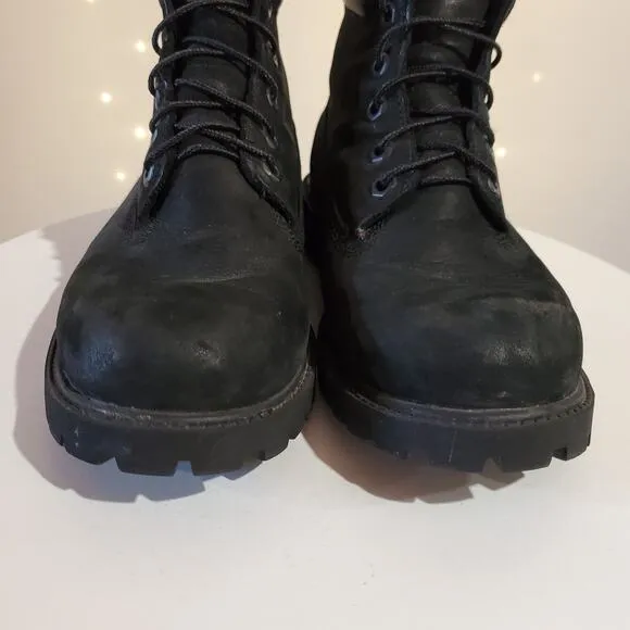 Timberland Premium 6'' Premium Waterproof Black Leather Combat Boots Boys Size 5
