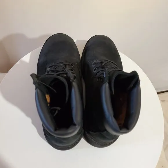 Timberland Premium 6'' Premium Waterproof Black Leather Combat Boots Boys Size 5