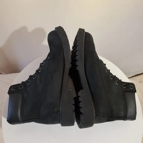 Timberland Premium 6'' Premium Waterproof Black Leather Combat Boots Boys Size 5