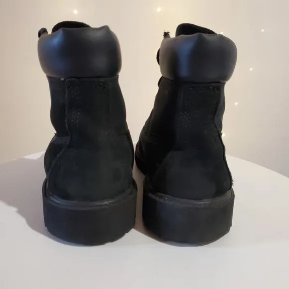 Timberland Premium 6'' Premium Waterproof Black Leather Combat Boots Boys Size 5