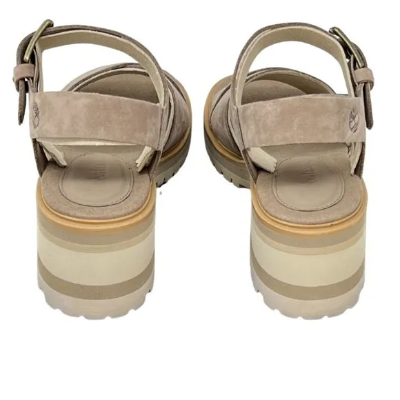 Timberland Womens Violet Marsh 2 Band Sandals, Taupe Nubuck, Size 10