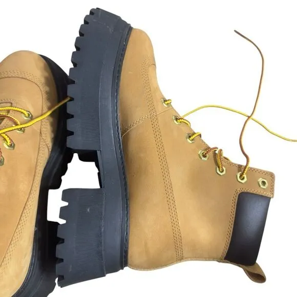 Timberland Sky 6-Inch Lace Up Wheat Nubuck Boots Size 7