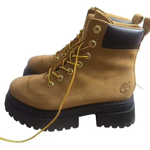 Timberland Sky 6-Inch Lace Up Wheat Nubuck Boots Size 7
