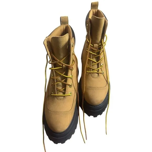 Timberland Sky 6-Inch Lace Up Wheat Nubuck Boots Size 7