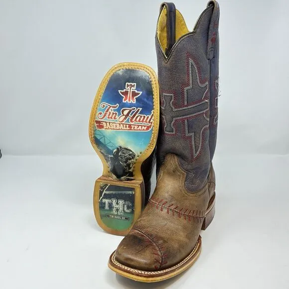 Tin Haul Slugger Baseball Square Toe Boots Field of Dreams Sole Men’s Sz 7.5D
