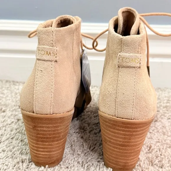 Toms Hyde Suede Leather Boho Tan Wedge Foam Insole Comfort Ankle Boots Size 8