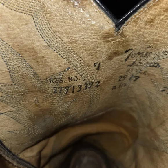 Tony Lama Navy/tan, Pointed‎ Toe Western boots Men's 7.5 D Vintage Style…
