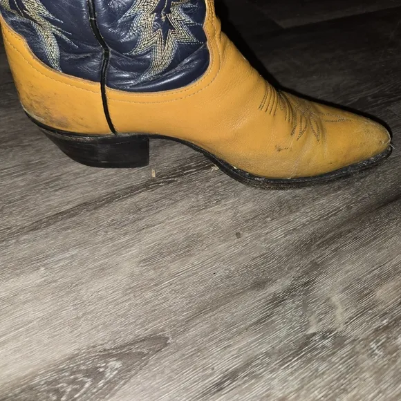 Tony Lama Navy/tan, Pointed‎ Toe Western boots Men's 7.5 D Vintage Style…