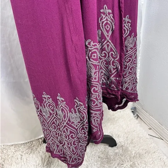 Torrid Boho Chic Torrid Purple Open Front Kimono w/ Silver Embroidery – 1X/2X