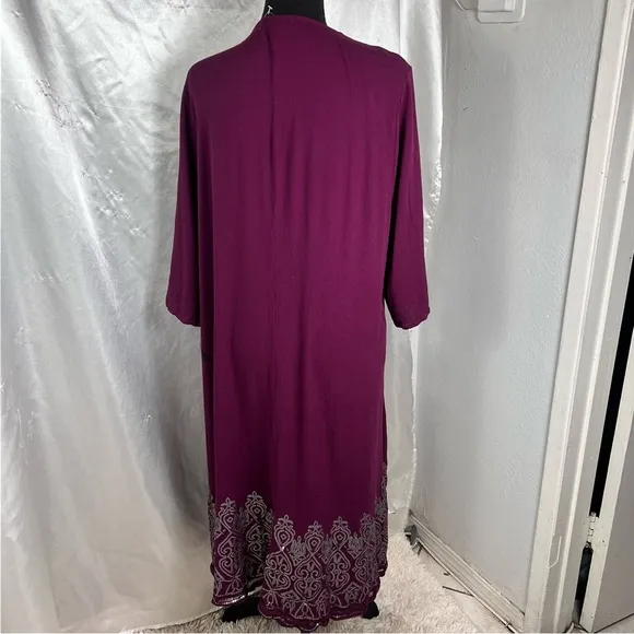 Torrid Boho Chic Torrid Purple Open Front Kimono w/ Silver Embroidery – 1X/2X