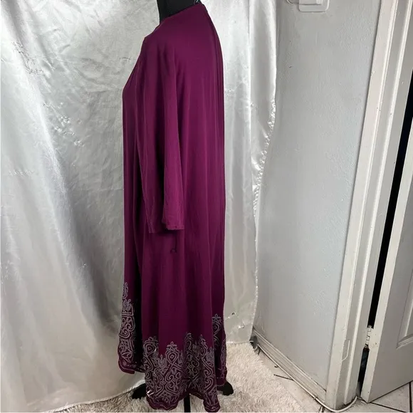 Torrid Boho Chic Torrid Purple Open Front Kimono w/ Silver Embroidery – 1X/2X