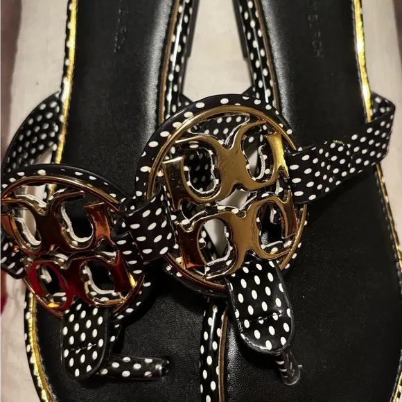 Tory Burch Black and Gold Women's Sandals
