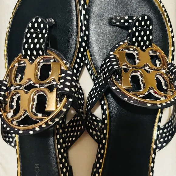 Tory Burch Black and Gold Women's Sandals