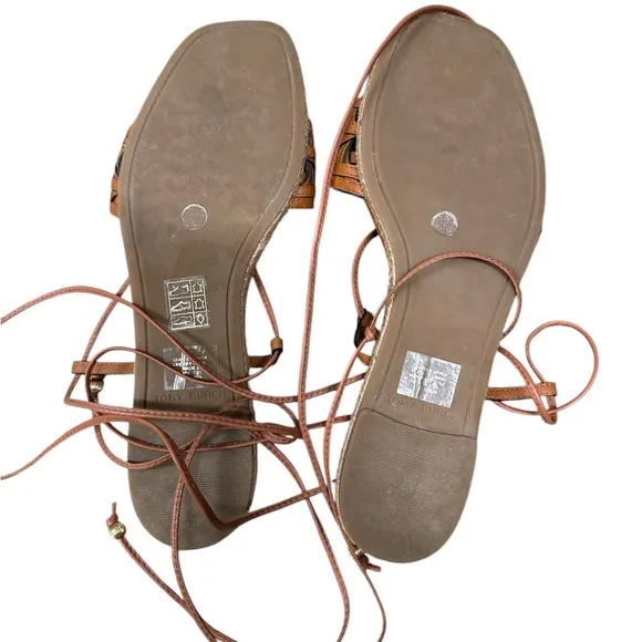 Tory Burch Brown Woven Sandals worn once