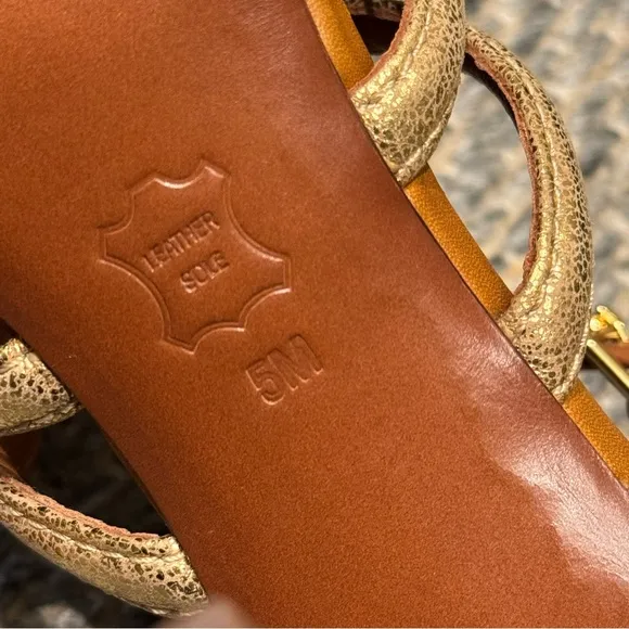 Tory Burch Charlene Tan and Gold Women's Sandals Size 5 Authentic