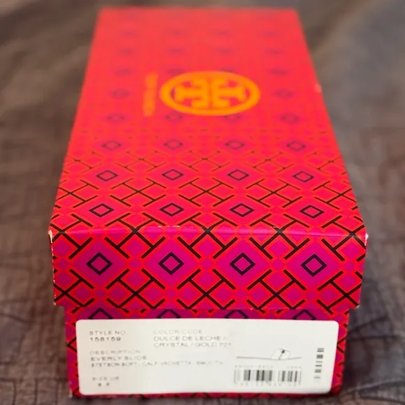 Tory Burch Cream Leather Sandals with Crystal Logo
