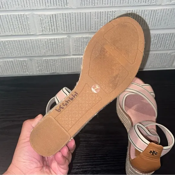 TORY BURCH Freida Women's Striped Espadrille Wedge Sandals