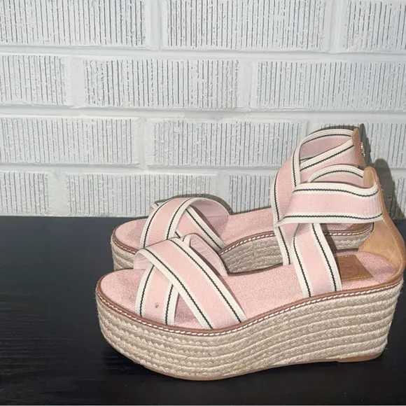TORY BURCH Freida Women's Striped Espadrille Wedge Sandals