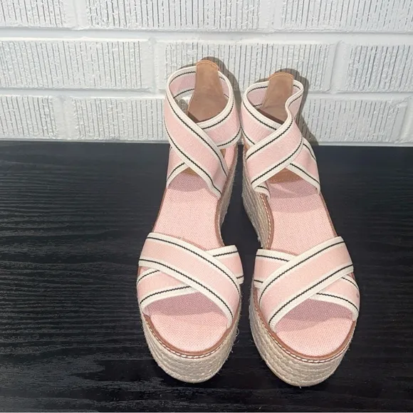 TORY BURCH Freida Women's Striped Espadrille Wedge Sandals