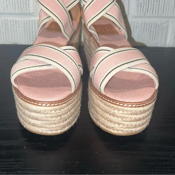 TORY BURCH Freida Women's Striped Espadrille Wedge Sandals