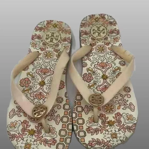 Tory Burch Hicks Garden Ballet Pink Flip-Flops Sandals Sz 5