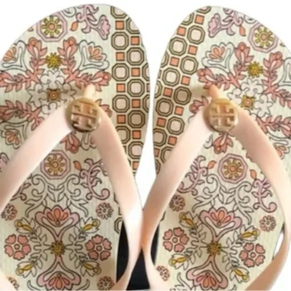 Tory Burch Hicks Garden Ballet Pink Flip-Flops Sandals Sz 5
