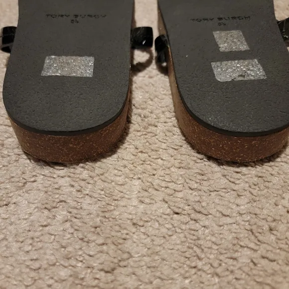 Tory Burch Miller Cloud Cork Sandal Perfect Black Size 8.5