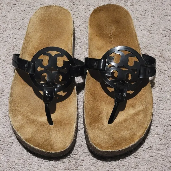 Tory Burch Miller Cloud Cork Sandal Perfect Black Size 8.5