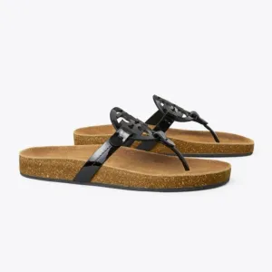 Tory Burch Miller Cloud Cork Sandal Perfect Black Size 8.5