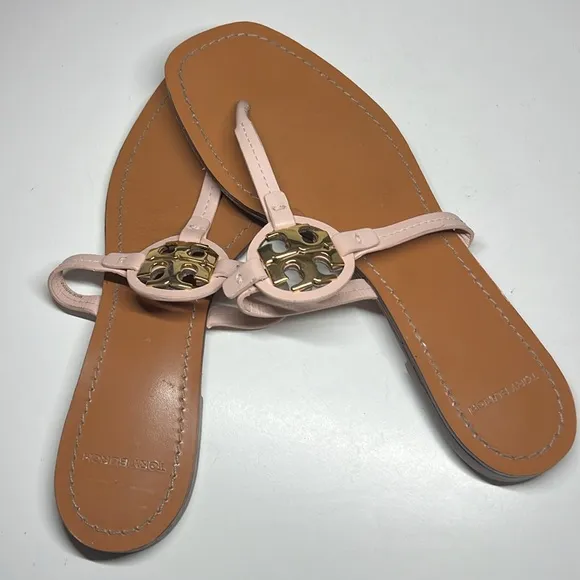 Tory Burch Miller Leather Sandals (Seashell Pink) Women’s Size 9.5 M