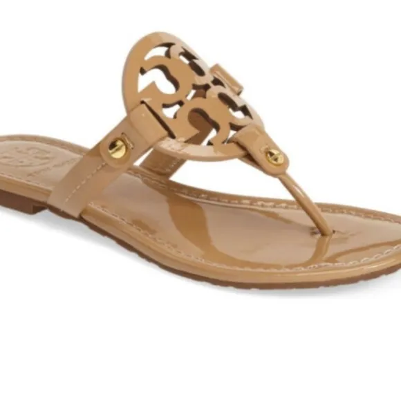Tory Burch MILLER PATENT SANDAL in Sand Size 7