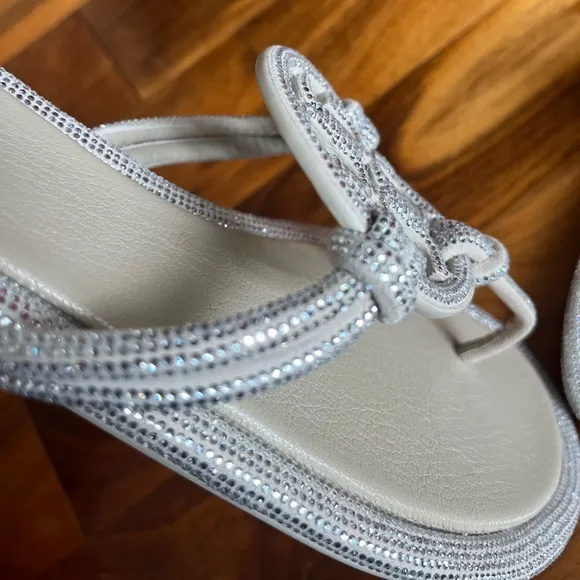 TORY BURCH MILLER PAVÉ KNOTTED SANDAL-STONE GRAY, NEW
